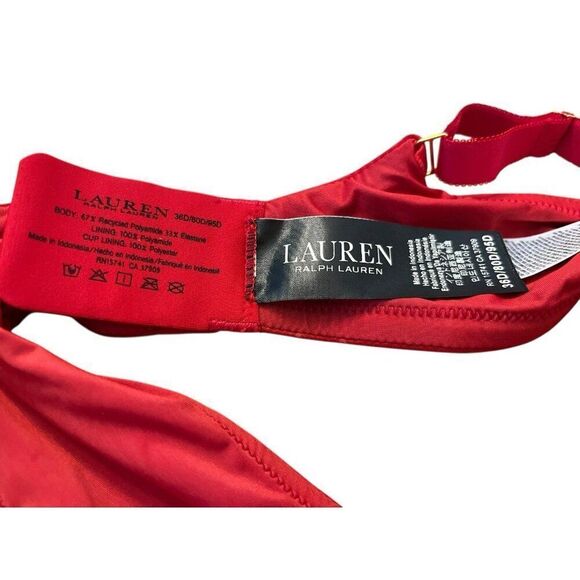 Ralph Lauren Size 36D Lightly Padded Wireless RLL Logo T Shirt Bra Ruby Red NWT - Picture 4 of 5